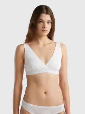 Benetton, Triangle Bra In Super Stretch Organic Cotton, size S, White, Women United Colors of Benetton