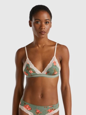 Benetton, Triangle Bra With Floral Print, size 1°, Light Green, Women United Colors of Benetton