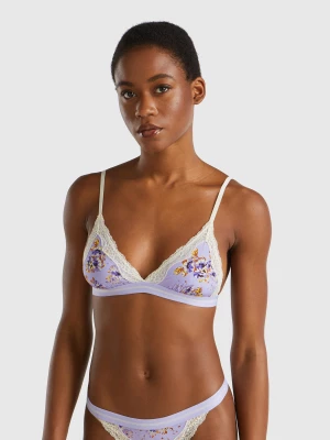 Benetton, Triangle Bra With Floral Print, size 1°, Lilac, Women United Colors of Benetton