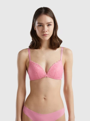 Benetton, Triangle Bra With Lace Cups, size 1°, Pink, Women United Colors of Benetton