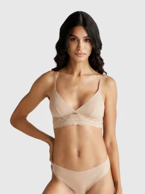 Benetton, Triangle Bra With Lace, Size: 1°, Beige, Women United Colors of Benetton