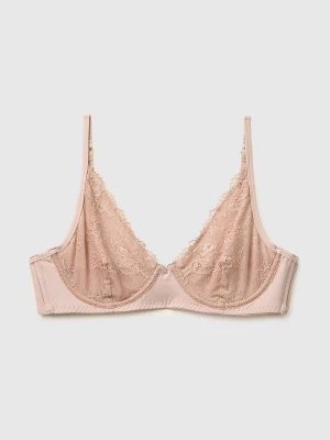 Benetton, Triangle Bra With Lace, Size: 1°, Beige, Women United Colors of Benetton