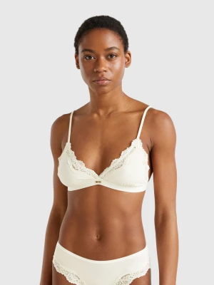 Benetton, Triangle Bra With Lace, size 2°, Creamy White, Women United Colors of Benetton