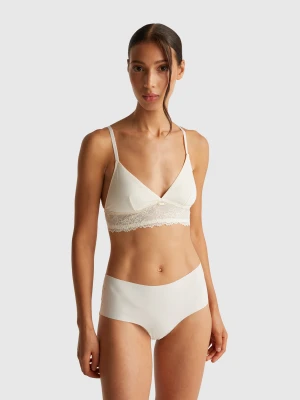 Benetton, Triangle Bra With Lace, size 1°, Creamy White, Women United Colors of Benetton
