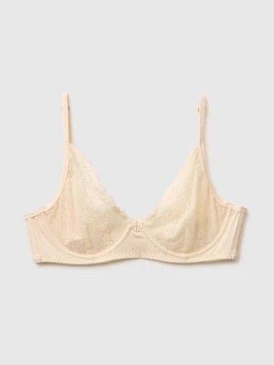 Benetton, Triangle Bra With Lace, Size: 1°, Creamy White, Women United Colors of Benetton