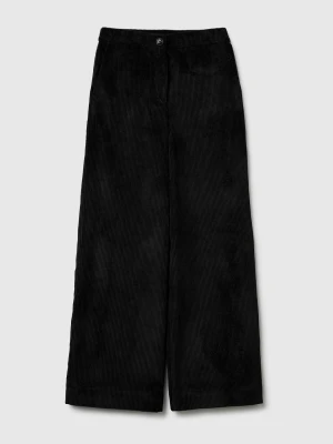 Benetton, Flared Corduroy Trousers, Black, Women United Colors of Benetton