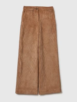 Benetton, Flared Corduroy Trousers, Camel, Women United Colors of Benetton