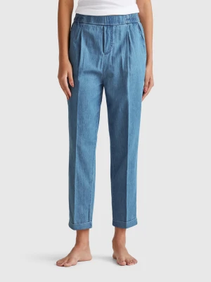 Benetton, Trousers In Chambray, size XXS, Light Blue, Women United Colors of Benetton