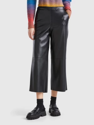 Benetton, Trousers In Imitation Leather Fabric, size , Black, Women United Colors of Benetton