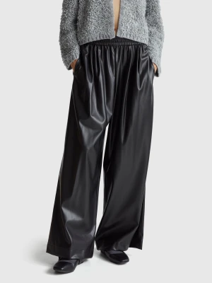 Benetton, Trousers In Imitation Leather Fabric, Size: XXS, Black, Women United Colors of Benetton