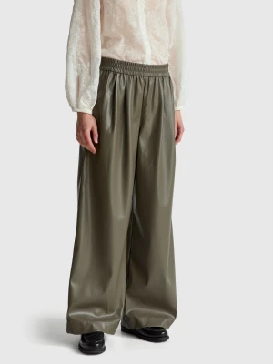 Benetton, Trousers In Imitation Leather Fabric, Size: XXS, Military Green, Women United Colors of Benetton