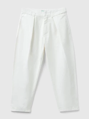 Benetton, Trousers In Pure Linen, size 2XL, Creamy White, Kids United Colors of Benetton