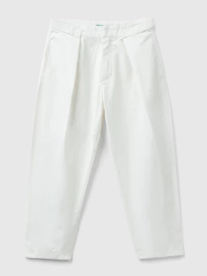 Benetton, Trousers In Pure Linen, size 3XL, Creamy White, Kids United Colors of Benetton