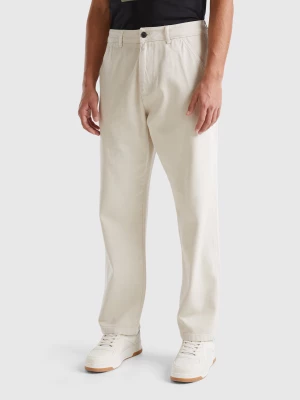 Benetton, Trousers In Pure Cotton, size 54, Creamy White, Men United Colors of Benetton