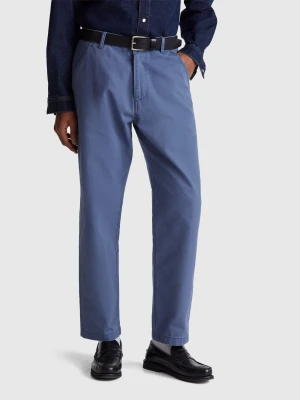 Benetton, Trousers In Pure Linen, Size: 56, Air Force Blue, Men United Colors of Benetton