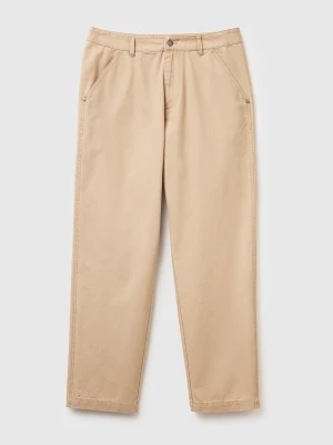 Benetton, Trousers In Pure Linen, Size: 56, Beige, Men United Colors of Benetton