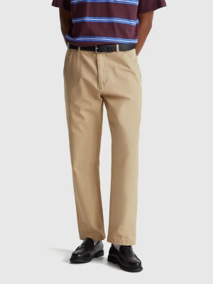 Benetton, Trousers In Pure Linen, Size: 56, Beige, Men United Colors of Benetton