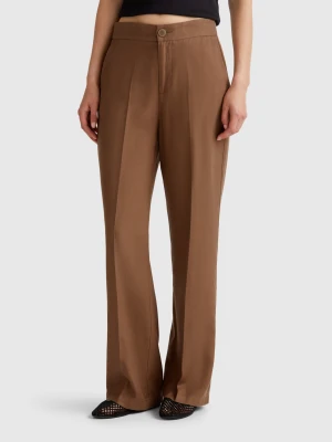 Benetton, Trousers In Pure Lyocell, size , Brown, Women United Colors of Benetton