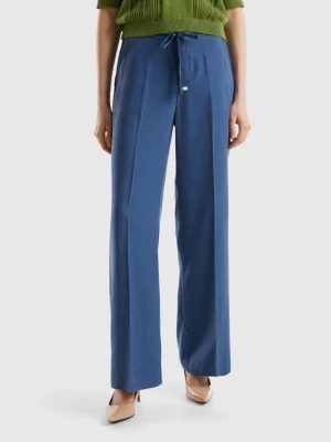 Benetton, Trousers In Pure Lyocell, size S, Air Force Blue, Women United Colors of Benetton