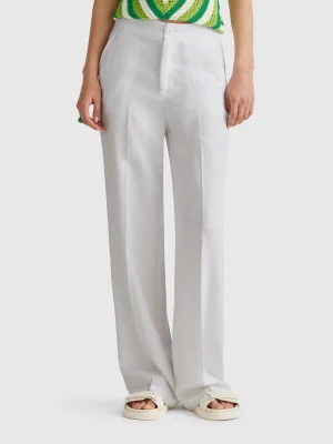 Benetton, Trousers In Pure Lyocell, size , White, Women United Colors of Benetton