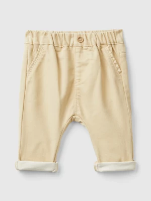 Benetton, Trousers In Stretch Cotton Blend, size 62, Beige, Kids United Colors of Benetton