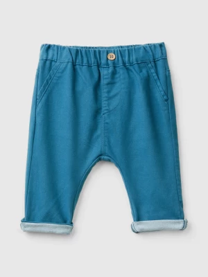 Benetton, Trousers In Stretch Cotton Blend, size 68, Air Force Blue, Kids United Colors of Benetton