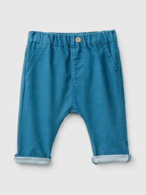 Benetton, Trousers In Stretch Cotton Blend, size 68, Air Force Blue, Kids United Colors of Benetton