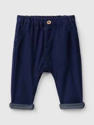 Benetton, Trousers In Stretch Cotton Blend, size 74, Dark Blue, Kids United Colors of Benetton