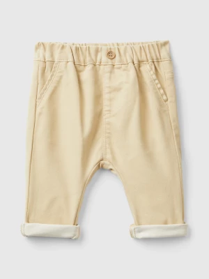 Benetton, Trousers In Stretch Cotton Blend, size 82, Beige, Kids United Colors of Benetton