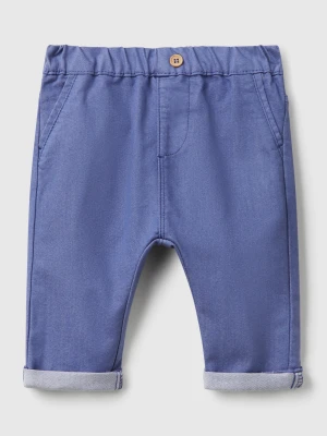 Benetton, Trousers In Stretch Cotton Blend, size 82, Blue, Kids United Colors of Benetton