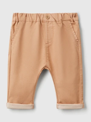 Benetton, Trousers In Stretch Cotton Blend, size 82, Camel, Kids United Colors of Benetton