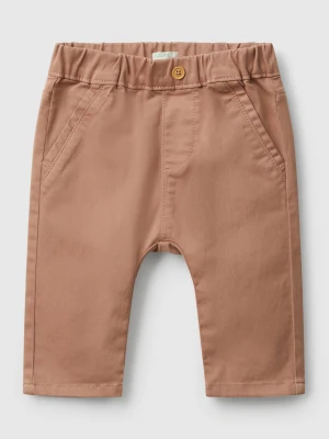 Benetton, Trousers In Stretch Cotton Blend, size 82, Camel, Kids United Colors of Benetton