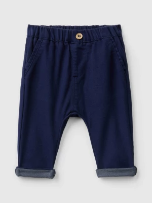 Benetton, Trousers In Stretch Cotton Blend, size 82, Dark Blue, Kids United Colors of Benetton