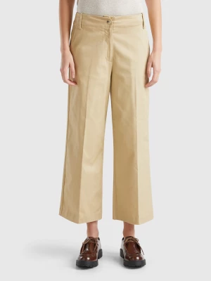 Benetton, Trousers In Stretch Cotton With Straight Leg, size , Beige, Women United Colors of Benetton