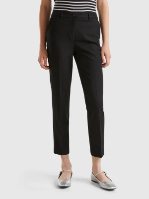 Benetton, Trousers In Stretch Viscose Blend, Black, Women United Colors of Benetton