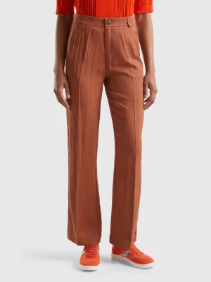 Benetton, Trousers In Sustainable Viscose Blend, size , Brown, Women United Colors of Benetton