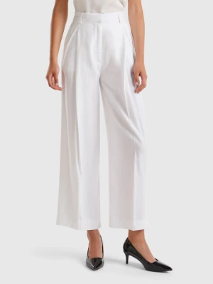 Benetton, Trousers In Sustainable Viscose, size , White, Women United Colors of Benetton