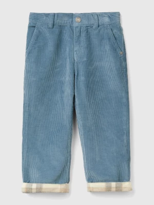 Benetton, Trousers In Velvet With Cuff, size 104, Air Force Blue, Kids United Colors of Benetton