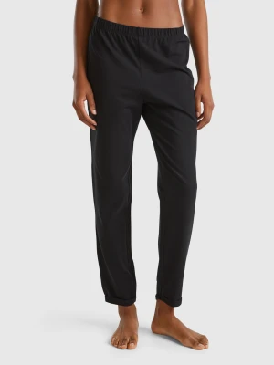 Benetton, Trousers In Warm Stretch Cotton, Size: L, Black, Women United Colors of Benetton