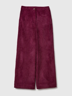 Benetton, Flared Corduroy Trousers, Plum, Women United Colors of Benetton
