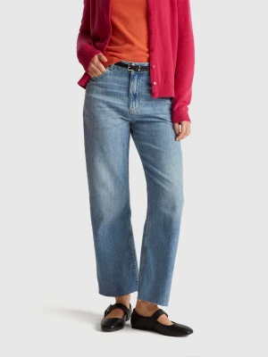 Benetton, Cropped Daddy Fit Jeans, Size: 34, Light Blue, Women United Colors of Benetton