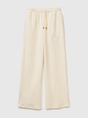 Benetton, Sports Trousers With Embroidery, Size: XXS, Creamy White, Women United Colors of Benetton