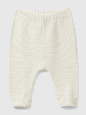 Benetton, Trousers With Cables In Recycled Wool Blend, size 50, Creamy White, Kids United Colors of Benetton