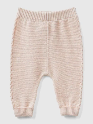 Benetton, Trousers With Cables In Recycled Wool Blend, size 56, Soft Pink, Kids United Colors of Benetton