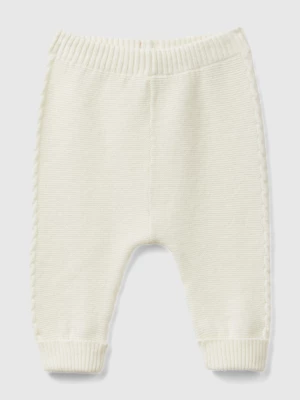 Benetton, Trousers With Cables In Recycled Wool Blend, size 62, Creamy White, Kids United Colors of Benetton