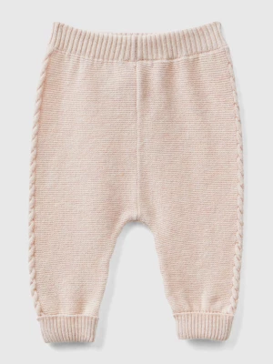 Benetton, Trousers With Cables In Recycled Wool Blend, size 68, Soft Pink, Kids United Colors of Benetton