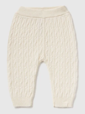 Benetton, Trousers With Cables In Wool Blend, Size: 74, Creamy White, Kids United Colors of Benetton