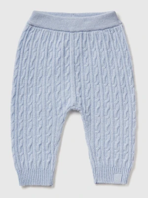 Benetton, Trousers With Cables In Wool Blend, Size: 82, Sky Blue, Kids United Colors of Benetton