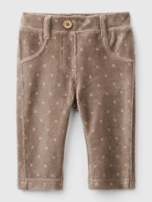 Benetton, Trousers With Chenille Pattern Print, size 56, Dove Gray, Kids United Colors of Benetton