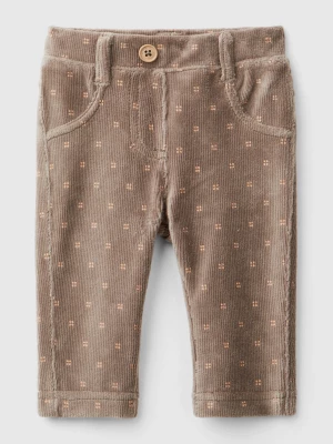 Benetton, Trousers With Chenille Pattern Print, size 62, Dove Gray, Kids United Colors of Benetton